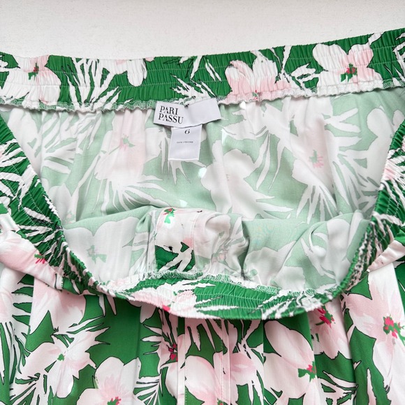 Pari Passu Kelly Skirt Green Floral Button Front Ruffle Hem Midi Skirt Size 22 - Picture 5 of 8